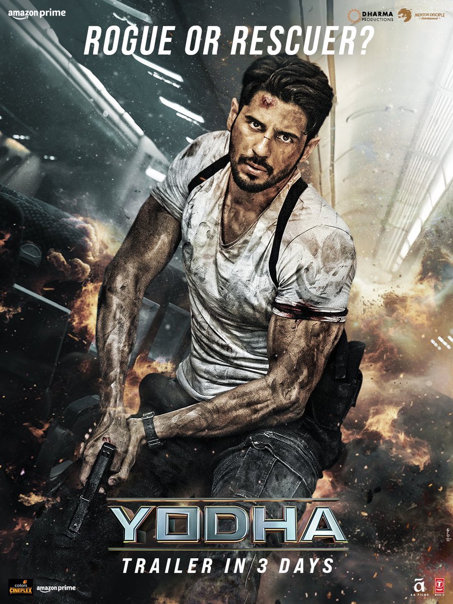 Up in the sky, between the turbulence, Yodha prepares for action! 👊🏻

#YodhaTrailer out on Feb 29th!

#Yodha in cinemas March 15.

#KaranJohar @apoorvamehta18 #ShashankKhaitan #RaashiiKhanna @DishPatani #SagarAmbre #PushkarOjha @PrimeVideoIN @DharmaMovies…