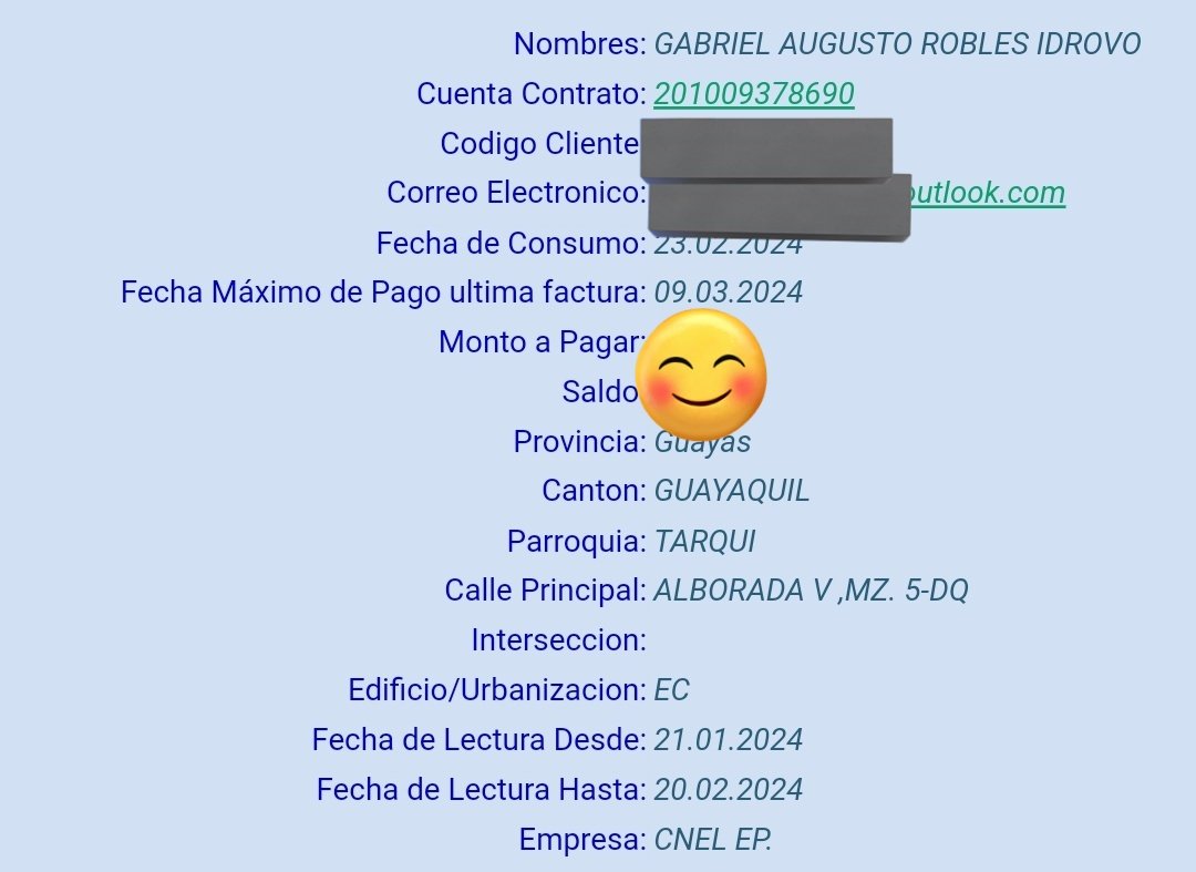 Gabriel_R31's tweet photo. @CNEL_EP Adjunto foto de la información solicitada, por favor su ayuda urgente https://t.co/xAP7mdECoM
