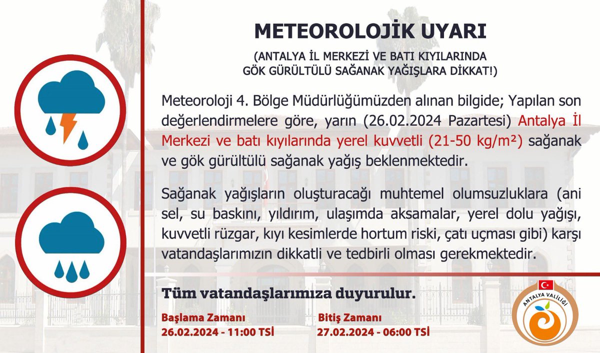 Meteorolojik Uyarı⚠️