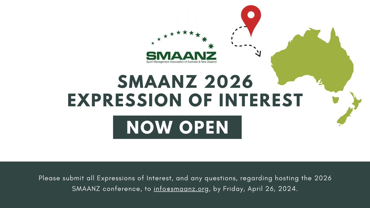 The SMAANZ Board is inviting Expressions of Interest from Australian and New Zealand universities to host #SMAANZ2026.  

⏰EOI closes Friday, April 26th 2024.

🔗Further information &amp; EOI documents:  smaanz.org/news/smaanz-20…

❓Questions? Send Sarah an email at info@smaanz.org