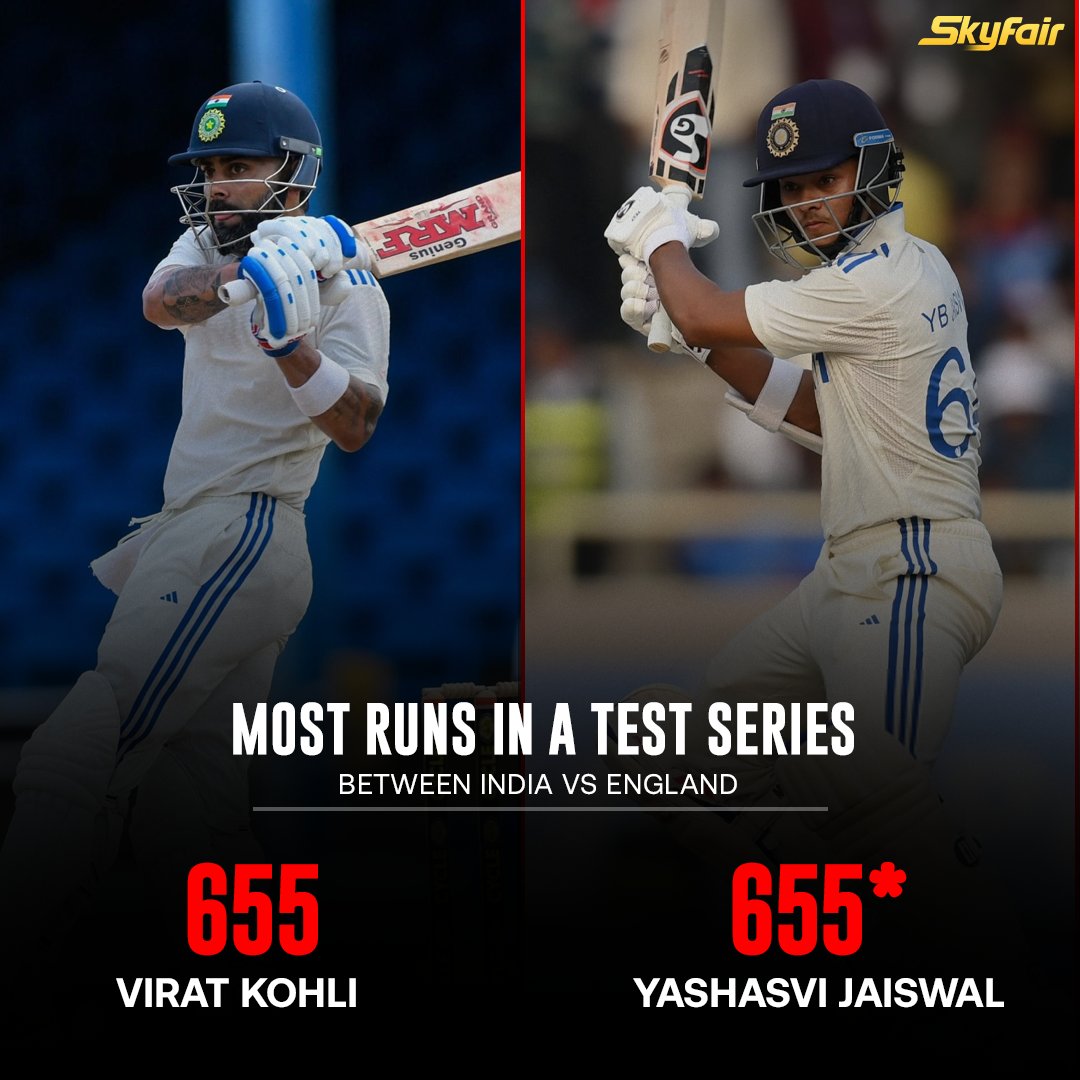 The rising youngster joins with the undisputed GOAT👑

#ViratKohli #YashasviJaiswal #TestCricket #INDvsENG #cricketrecords #RohitSharma #KingKohli #INDvENG #SkyFair