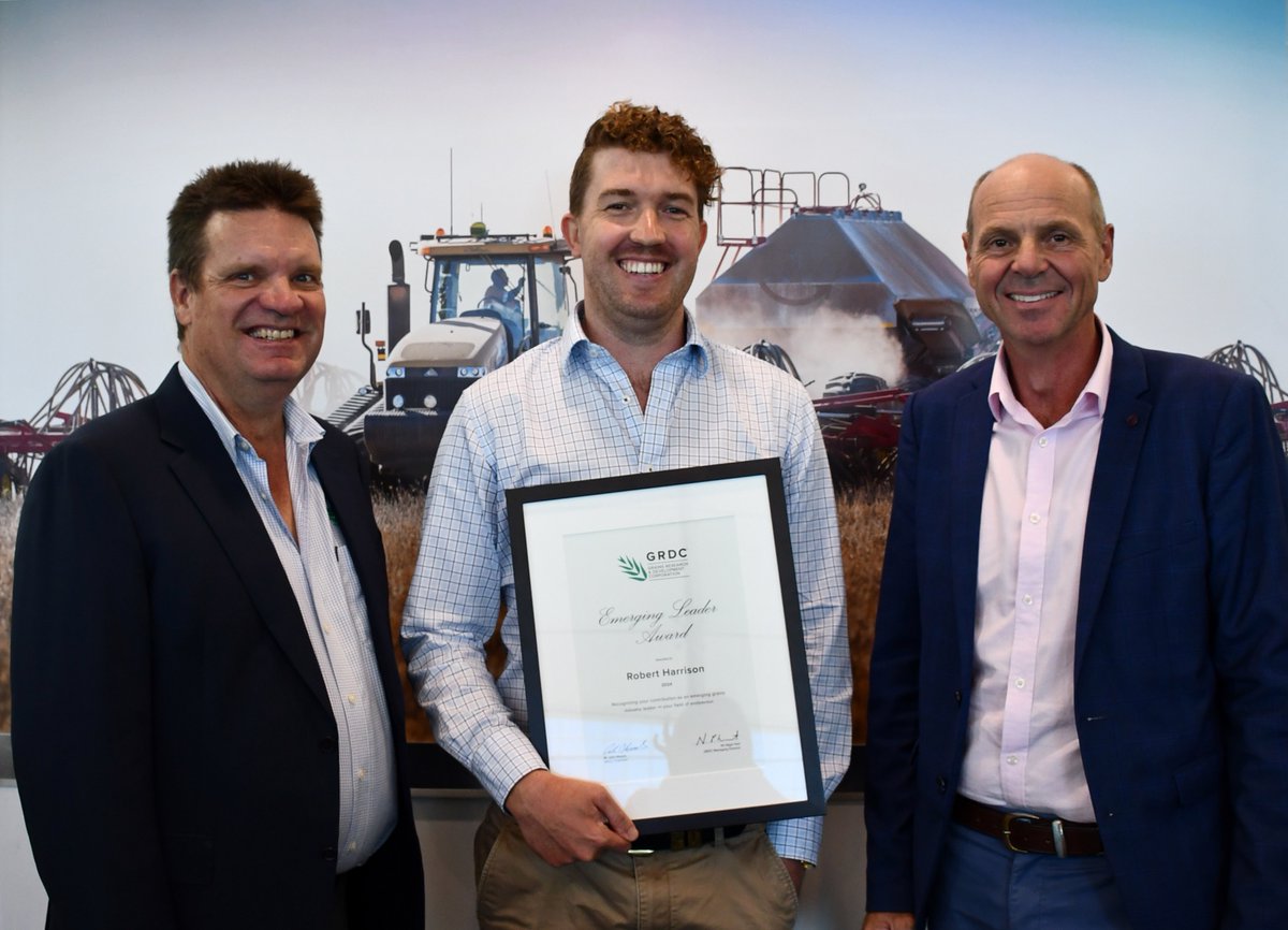 Congratulations to Robert Harrison, who has won the @theGRDC Emerging Leader award. An expert in the field of pasture legumes and farming systems, Rob is tackling some of the big challenges Australian farmers face in low-medium rainfall areas across the country.