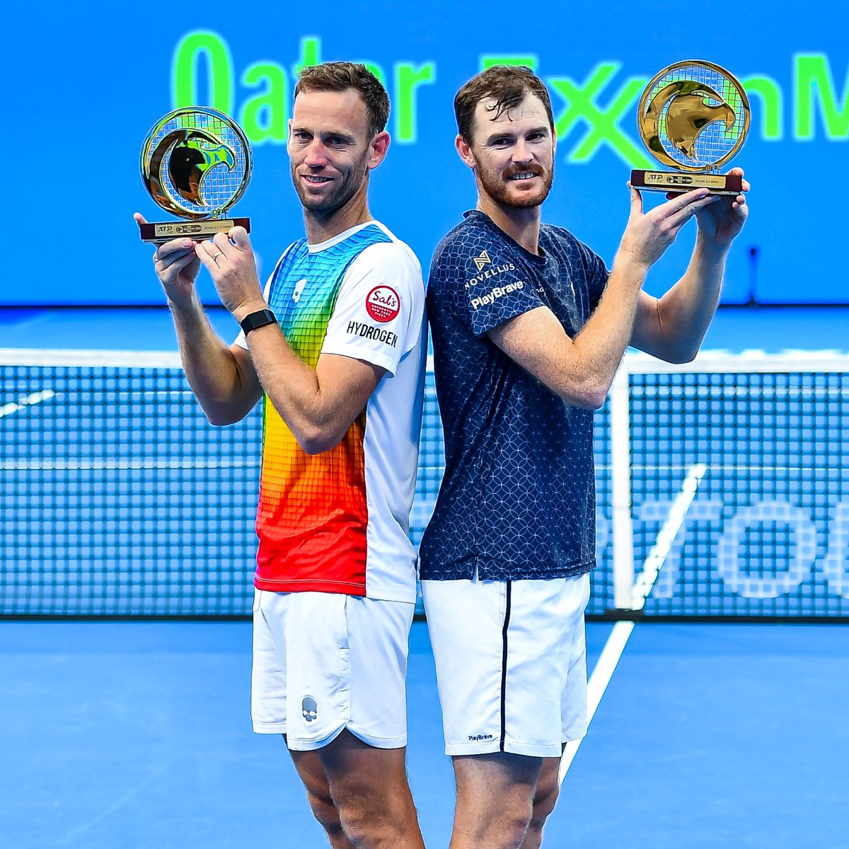 Another Double of Doubles 🏆🏆 Max Purcell wins in Los Cabos with partner Jordan Thompson and Jamie Murray wins in Doha with partner Michael Venus! #TeamDunlop #TeamDoubles