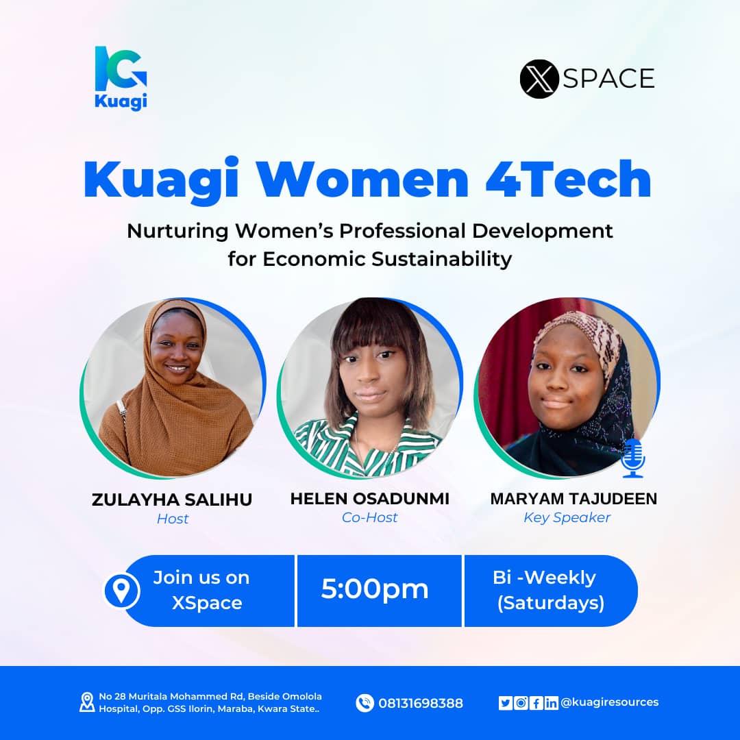 Don't miss Episode 7 of Kuagi Women4Tech's series! Join Maryam Tajudeen on March 2nd at 5:00 pm to explore remote networking and mentorship for women. Elevate your career and personal growth! #WomenInTech #RemoteNetworking #Mentorship #KuagiWomen4Tech #KuagiResources