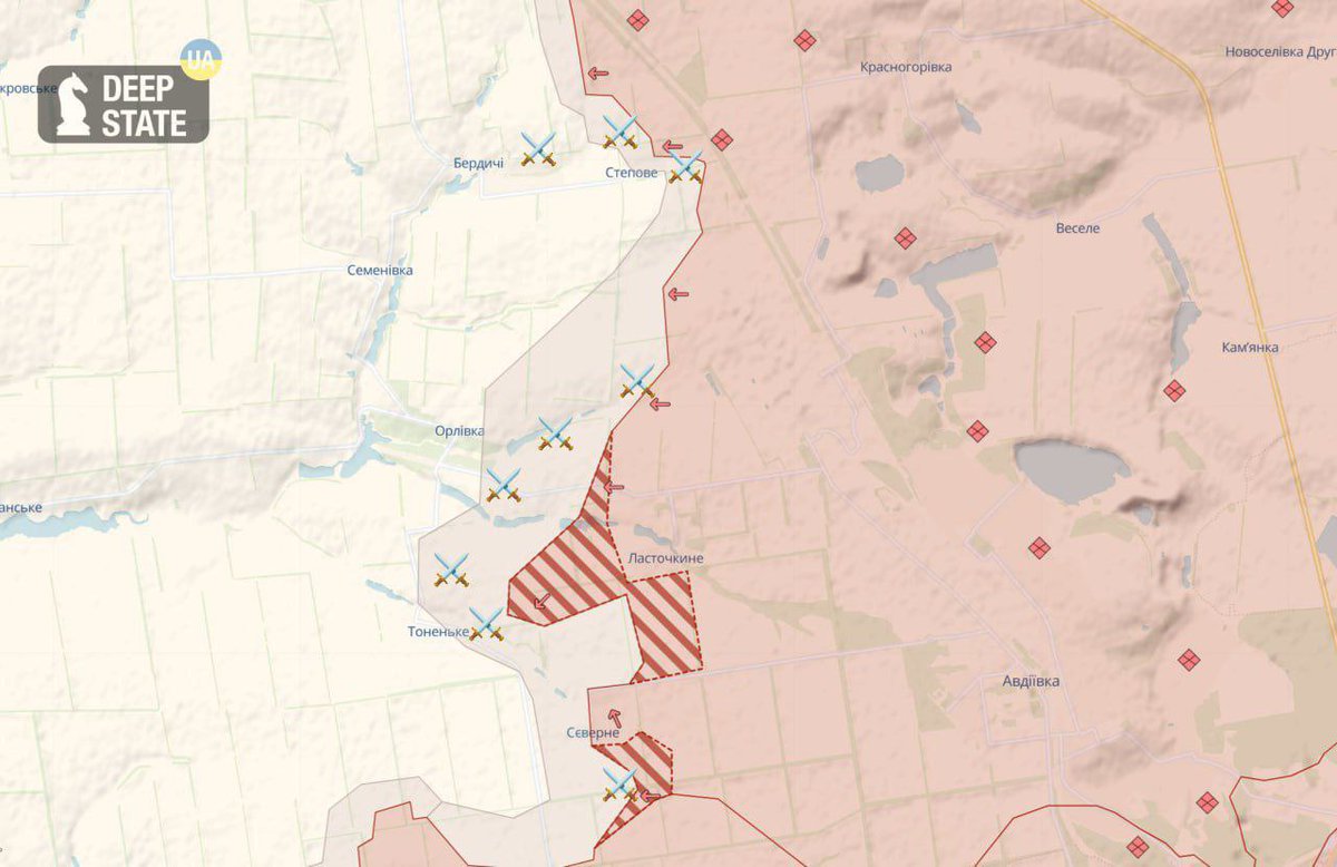 ArthurM40330824's tweet image. Reports of The #Russian forces reaching the outskirts of Orlovka - the next settlement after the captured Lastochkino to the west of #Avdeevka.

This was reported by the Ukrainian telegram channel Deep State.