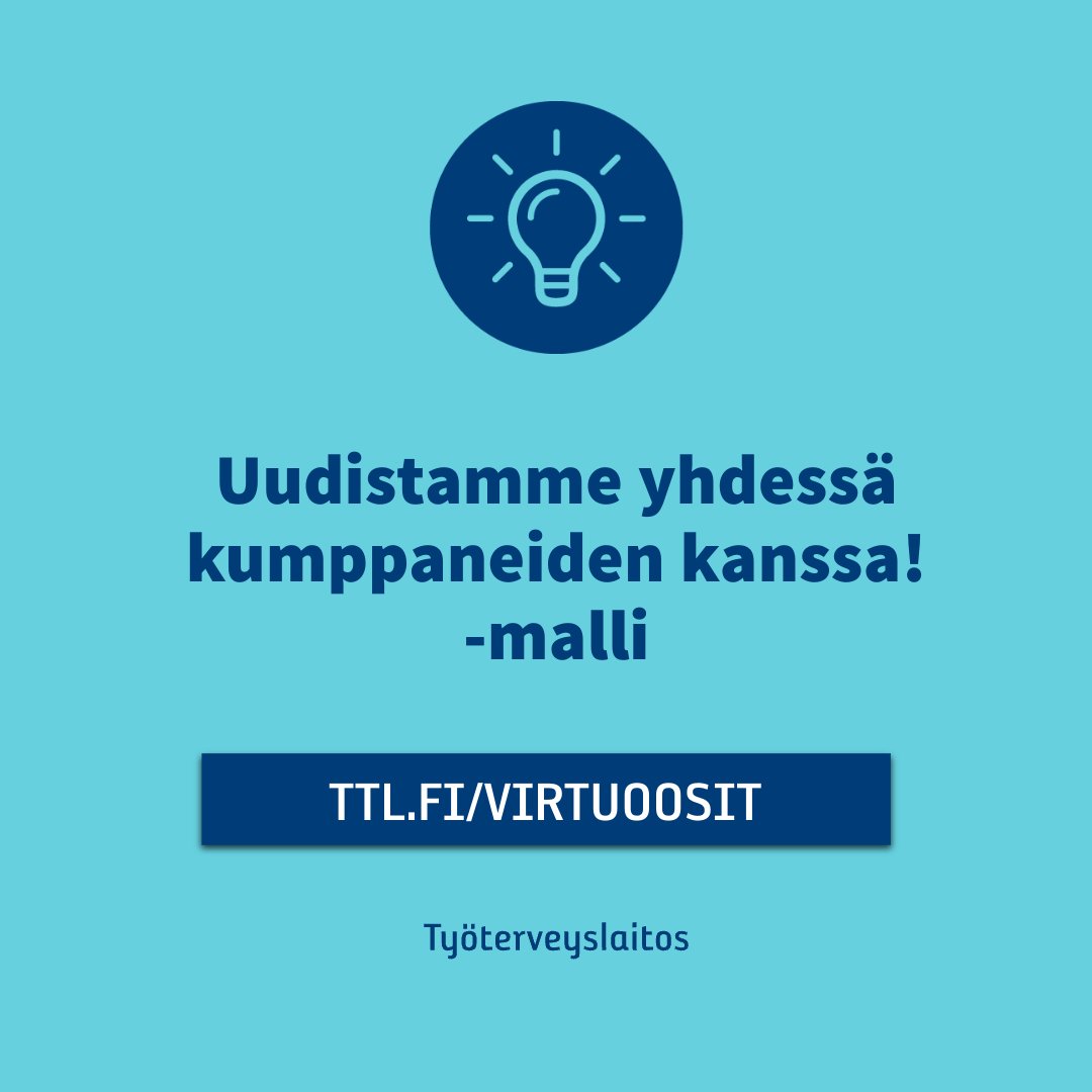 Miten voit toteuttaa organisaatiorajat ylittävää yhteiskehittämistä vaikuttavasti ja tehokkaasti?

Apunasi on nyt uusi virtuaalisen yhteiskehittämisen malli: ttl.fi/virtuoosit

Malli on kehitetty Virtuoosit-hankkeessa yhdessä <a href="/JAMK_fi/">Jamk</a> kanssa <a href="/TSRahasto/">Työsuojelurahasto</a> tuella.