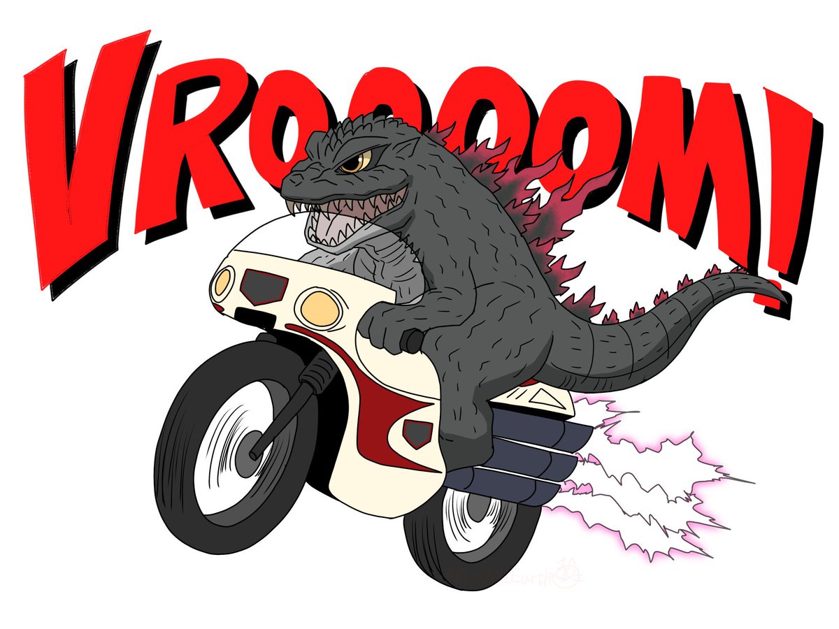 ゴジラ 「(再掲)三輪車だけでは満足できなくなったミレゴジ#ゴジラ #Godzilla 」|猫怪獣ノラのイラスト