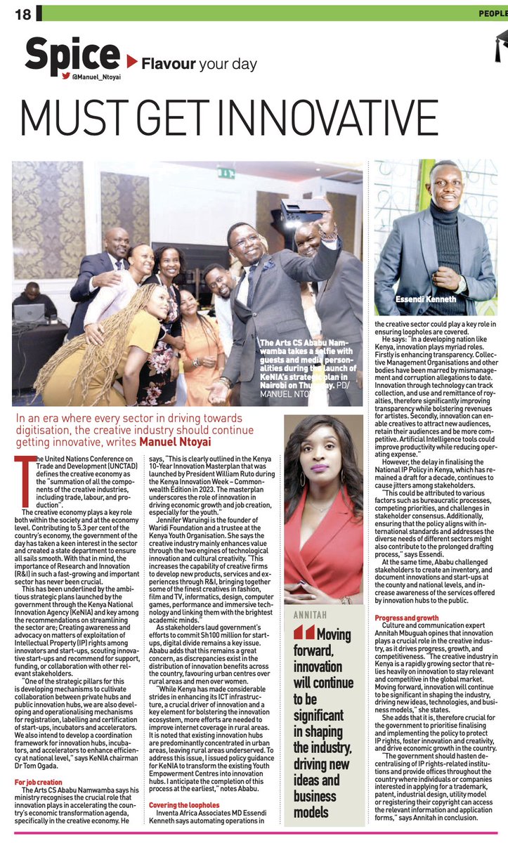 In your copy of Today's @PeopleDailyKe newspaper. Page number 16. #EnablingInnovation