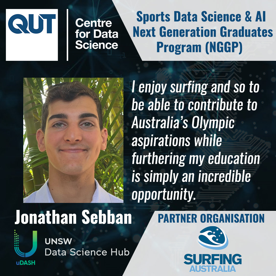 QUT Centre for Data Science (@qutdatascience) on Twitter photo We're excited to partner with other Uni's & organisations with our Sports #DataScience & #AI Next Generation Graduates Program (NGGP). Meet Jonathan Sebban, a new Master's student with @uDASH_UNSW. He'll be working with <a href="/SurfingAus/">Surfing Australia</a> on wave forecasting!
research.qut.edu.au/qutcds/staff/j… We're excited to partner with other Uni's & organisations with our Sports #DataScience & #AI Next Generation Graduates Program (NGGP). Meet Jonathan Sebban, a new Master's student with @uDASH_UNSW. He'll be working with <a href="/SurfingAus/">Surfing Australia</a> on wave forecasting!
research.qut.edu.au/qutcds/staff/j…