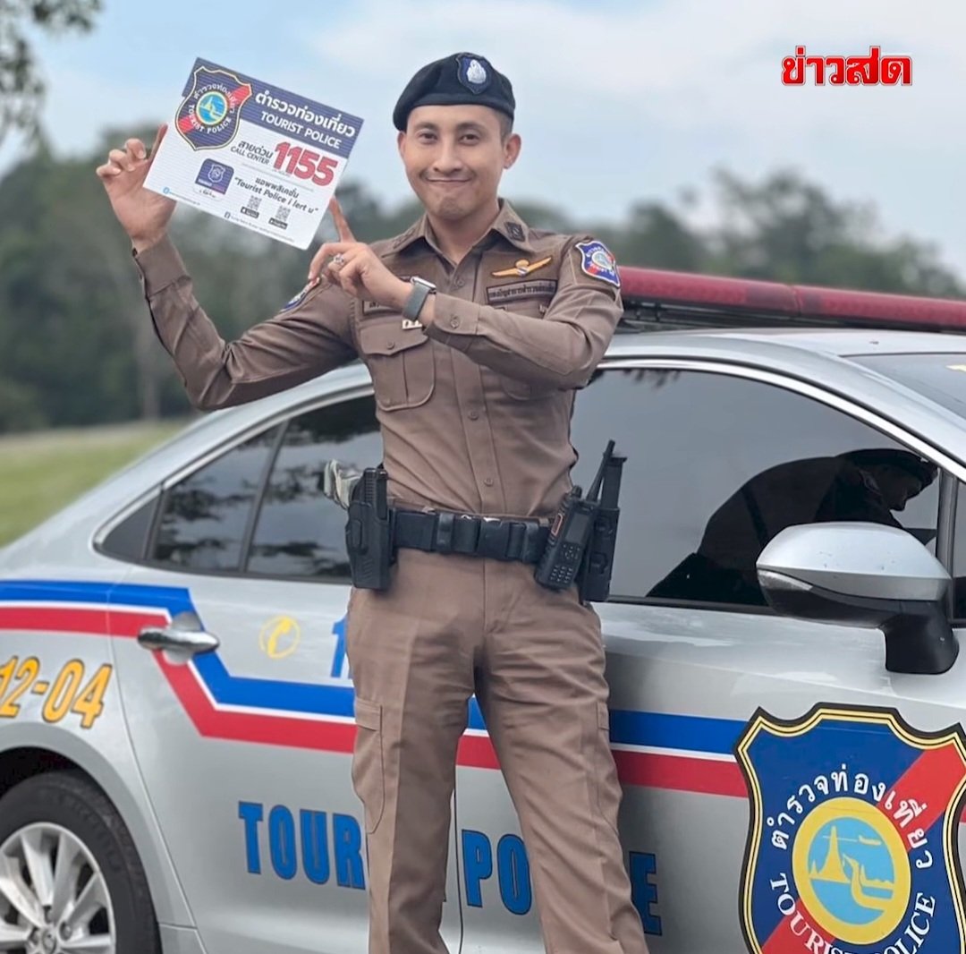 (1/2) Police Senior Sergeant Major Serichai Sukmak is popular in Nakhon Sawan province. He serves as tourist police while on duty, & when off duty, she competes at local beauty pageants, representing tourist police & donating award money to charities. #Thailand #lgbtqia #police