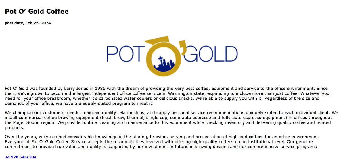 FalconFeedsio's tweet image. CiphBit #ransomware group has added Pot O&apos; Gold Coffee Inc (potogoldcoffee.com) to their victim list.

#USA 
#ciphbit #darkweb #databreach #cyberattack