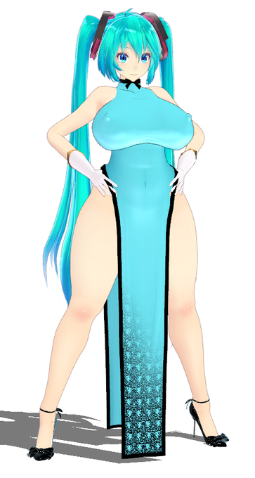 もうちょっと詰めたいなという気持ちと もういっかこんなもんで! という二つの気持ちがある #むちむちなミクさんシリーズ #MMD 