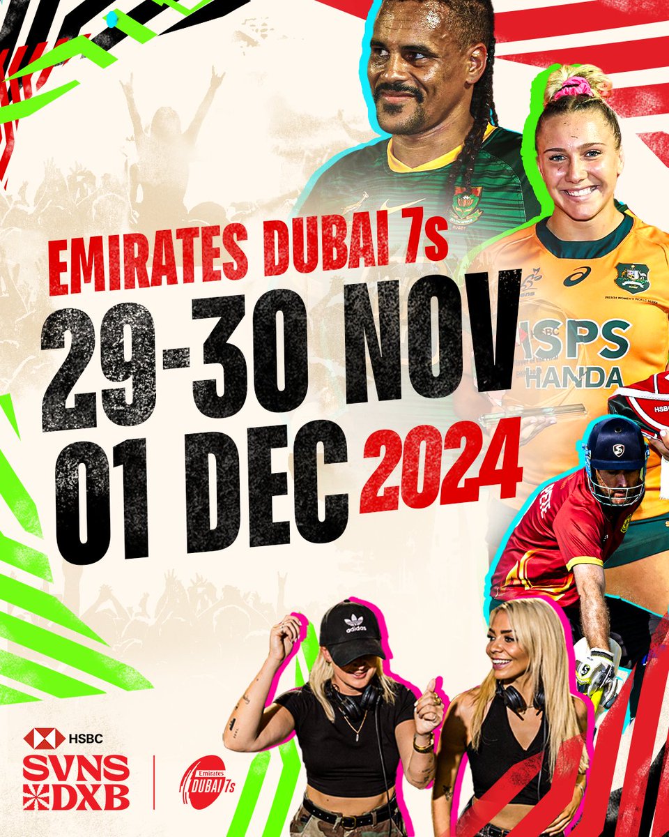 SAVE the date 📆 

The Emirates Dubai 7s returns to The Sevens Stadium on Friday 29th, Saturday 30th of Nov and Sunday 1st of Dec.

Tickets will go on sale later this year. Visit the link below to find out more info:
bit.ly/3uOi0Wx

#Dubai7s #Festival #Sportsfestival