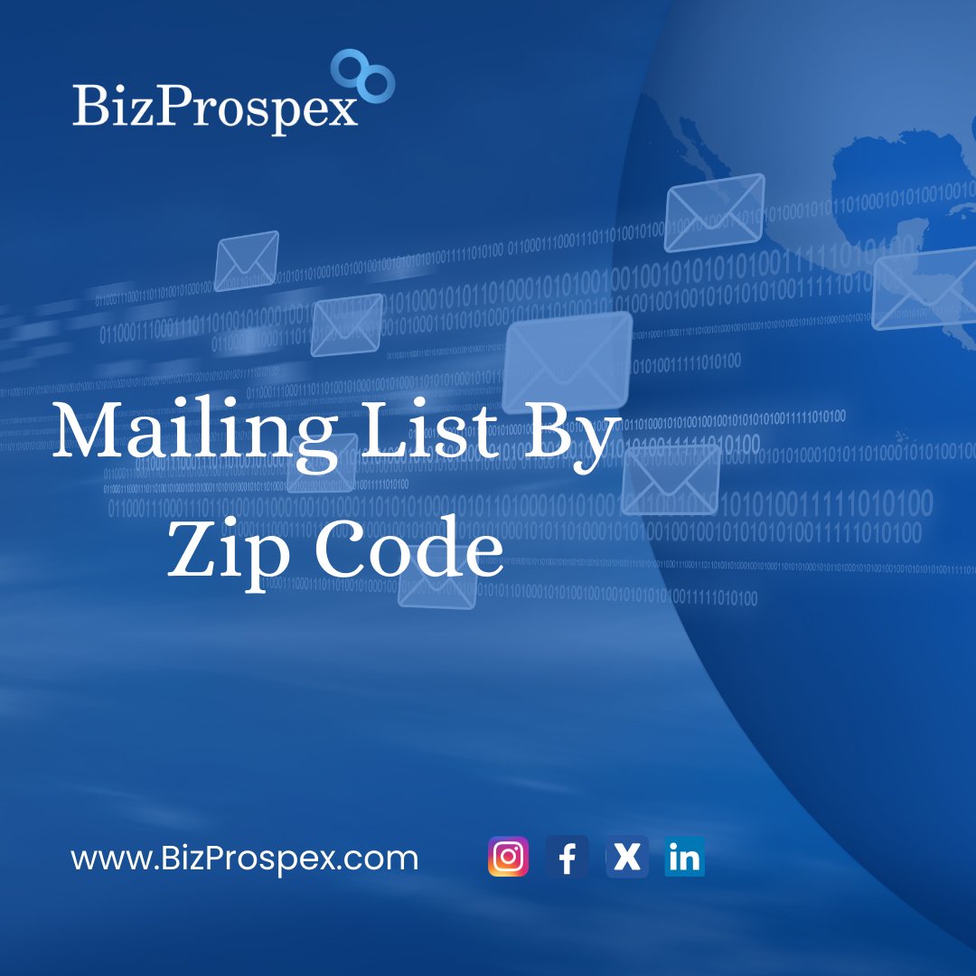 BizProspex's tweet image. Harness geographical segmentation to expand your business and amplify your reach. Get access to industry-specific and customised mailing list by zip code of businesses and companies.

Visit: zurl.co/E9h2 

#mailinglist #zipcode #bizprospex #emaillist #datalist