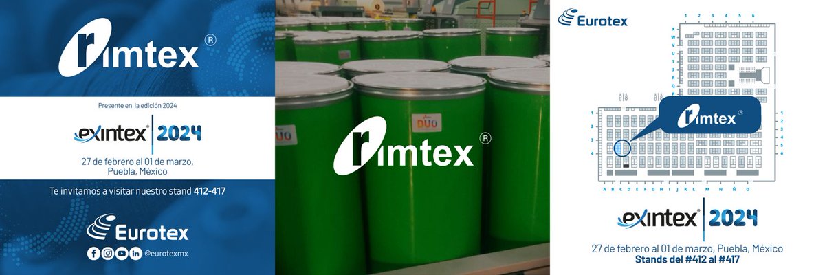 Visit us at #Exintex Exhibition in #Mexico, Stand Number 412 to 417 to discover Rimtex's commitment to innovation and transformative technologies in the #SliverHandling segment.

#RimtexIndustries #SliverCans #SpinningCans #HereToTransform #spinningindustry @EXINTEX_oficial