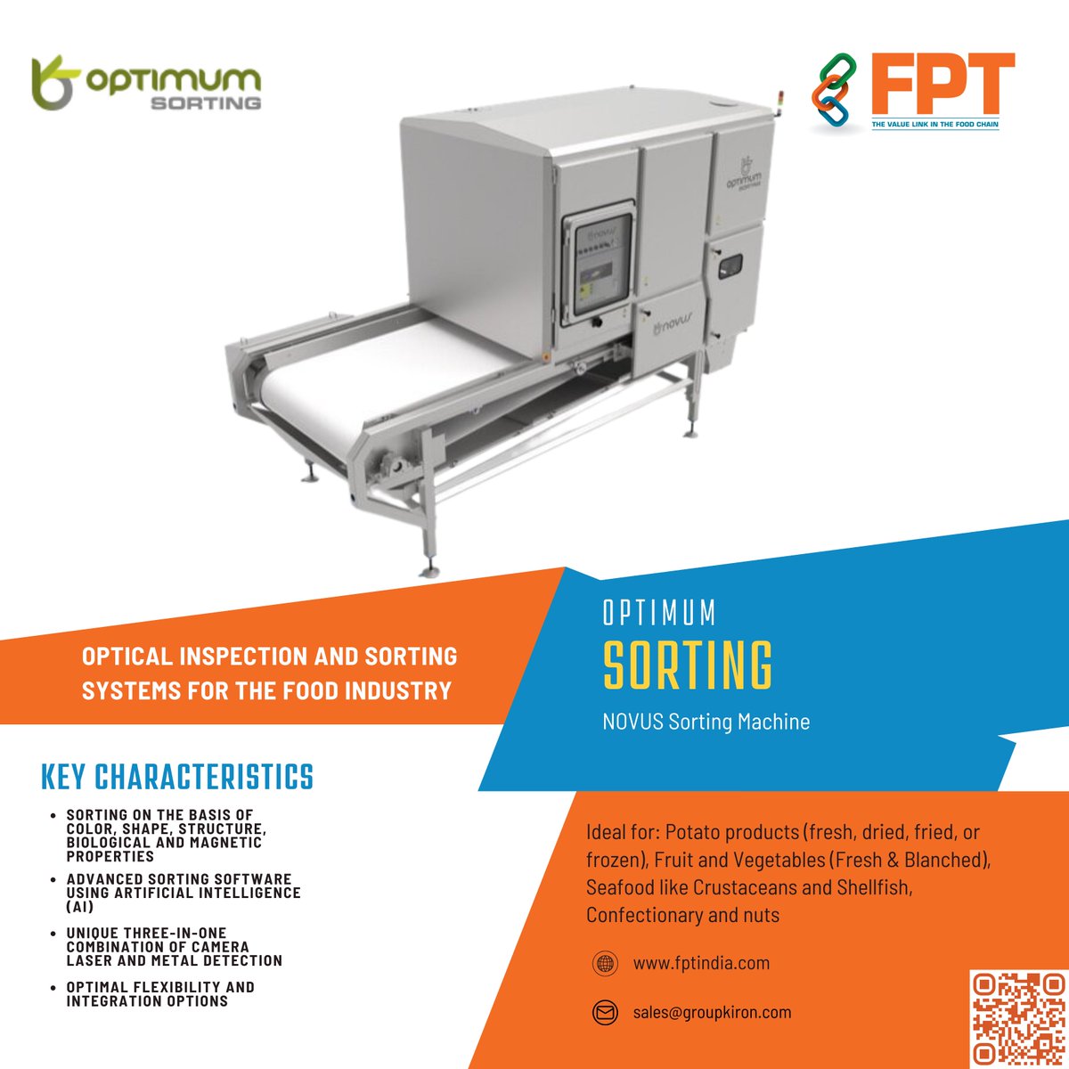 Kiron Food Processing Technologies is one of the leading manufacturers and distributors of Food Processing Equipment, we take your Product from concept to commissioning in a smooth and progressive path.
 
Delve deeper into our expertise on our blog: fptindia.com/blog/sorting-m…
