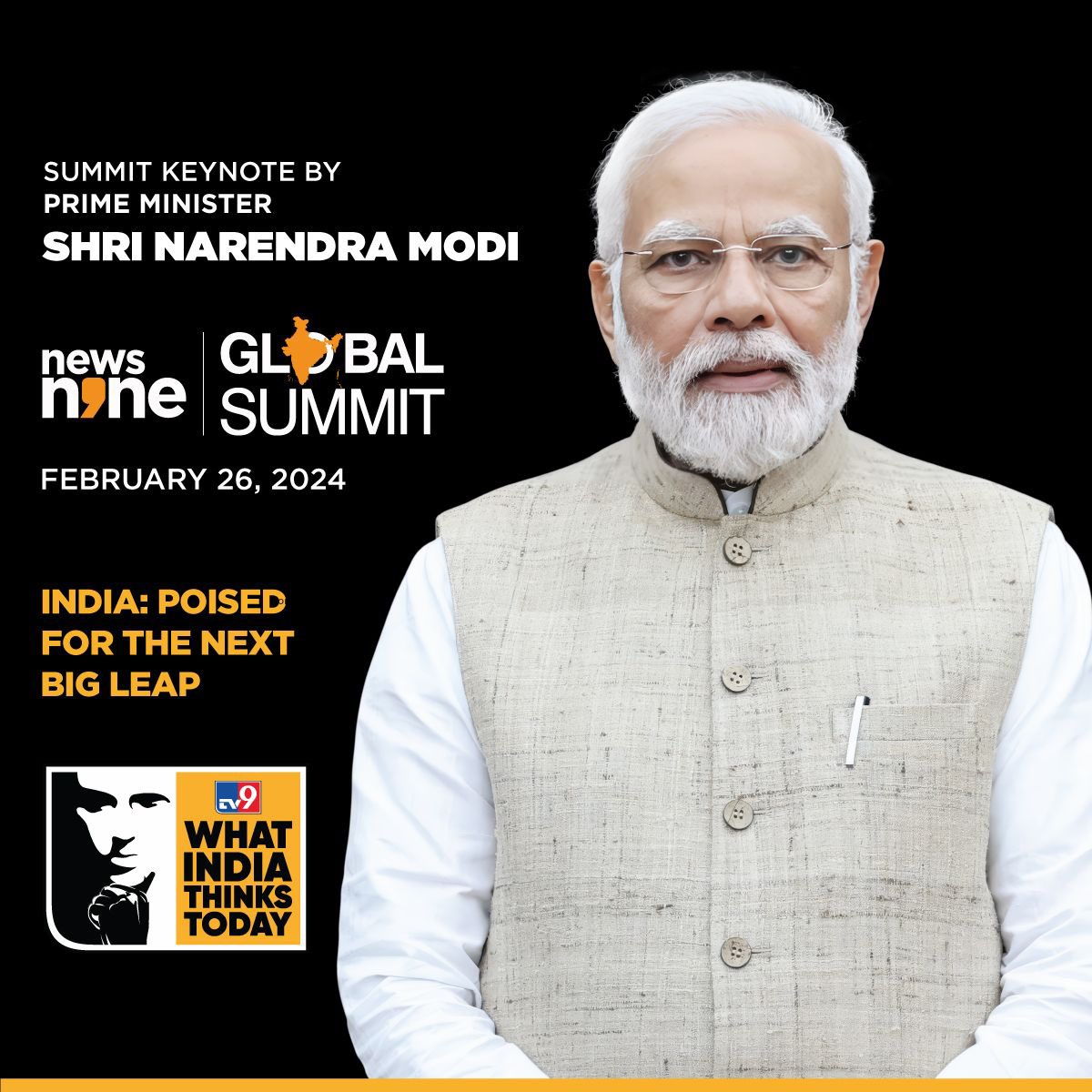 Join us for TV9 Network's 'What India Thinks Today Global Summit.' Don't miss Hon’ble Prime Minister Shri @narendramodi's keynote address tonight 8PM on @TV9Telugu. Be part of this thought fest and witness India's next big leap! #TV9WhatIndiaThinksToday #News9GlobalSummit