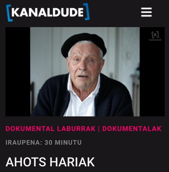 🎥 Ahots hariak

🗨 Frankismoa, kantariak, letrak, errepresioa eta transmisioa lantzen duen dokumentala.

📝 Egilea: Inge Arin Larrañaga

📎 <a href="/Kanaldude/">Kanaldude</a> 

kanaldude.eus/bideoak/6095-a…