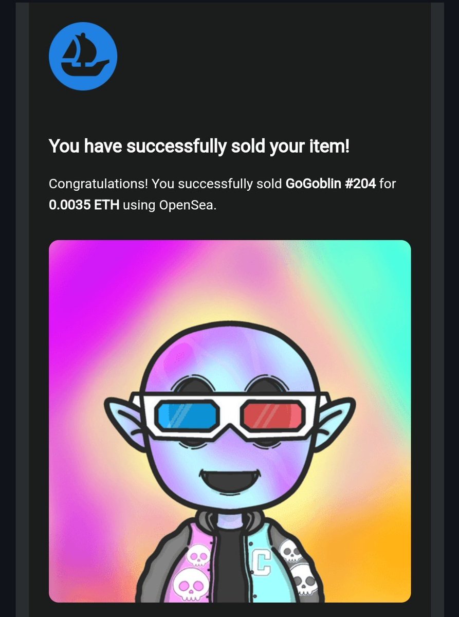 wow sold Goblin by <a href="/nftitem/">NFT Item</a> <a href="/DogeDestinyApp/">Doge Destiny🐶</a> thank you so much 🙏❤️‍🔥follow him and give him lots of love 💕

#NFTCommunity #NFTCollection #NFTs