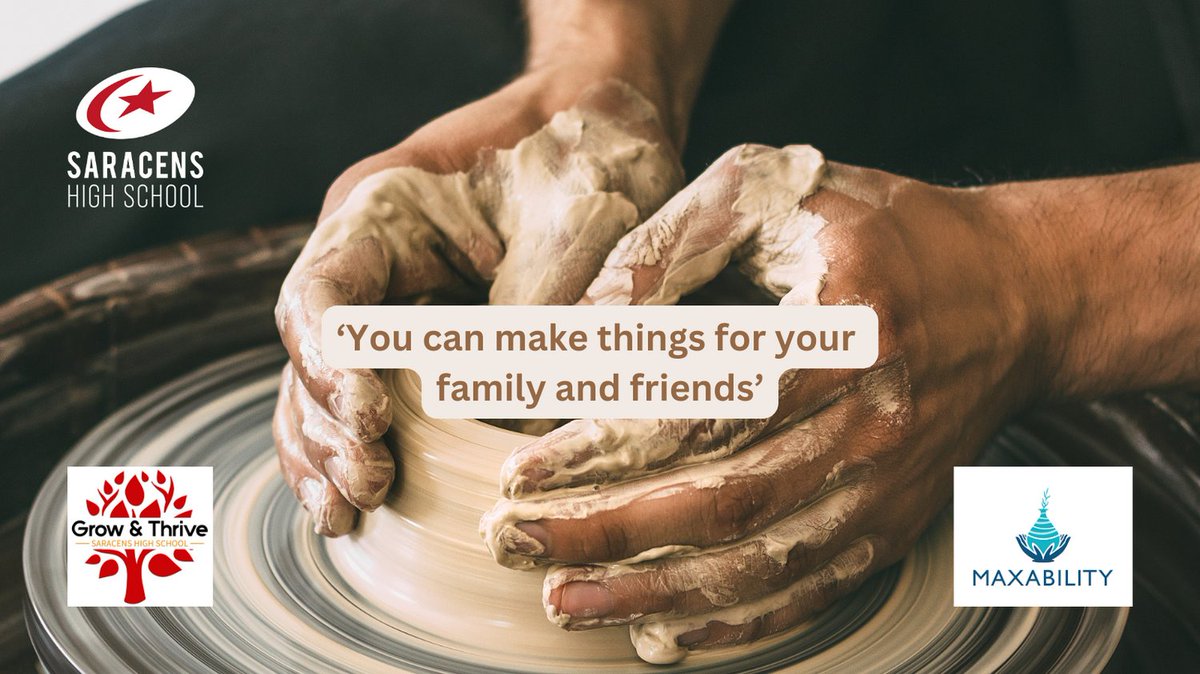 SaracensHighSch's tweet image. Our Grow and Thrive pupils love their regular sessions @maxability_uk in our local community. Their pottery they create is beautiful and unique and the effect the activity has on them is invaluable.

#growandthrive #sendatsaracenshigh #ealatsaracenshigh #mindfulness #community