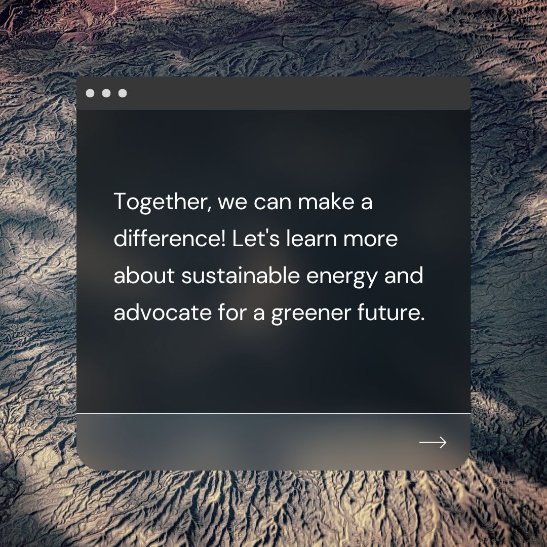 Together, we can make a difference!
Let's learn about sustainable energy and advocate for a greener future.
#sustainableenergy #renewableenergy #climatechange #savetheplanet #caringthroughsharing