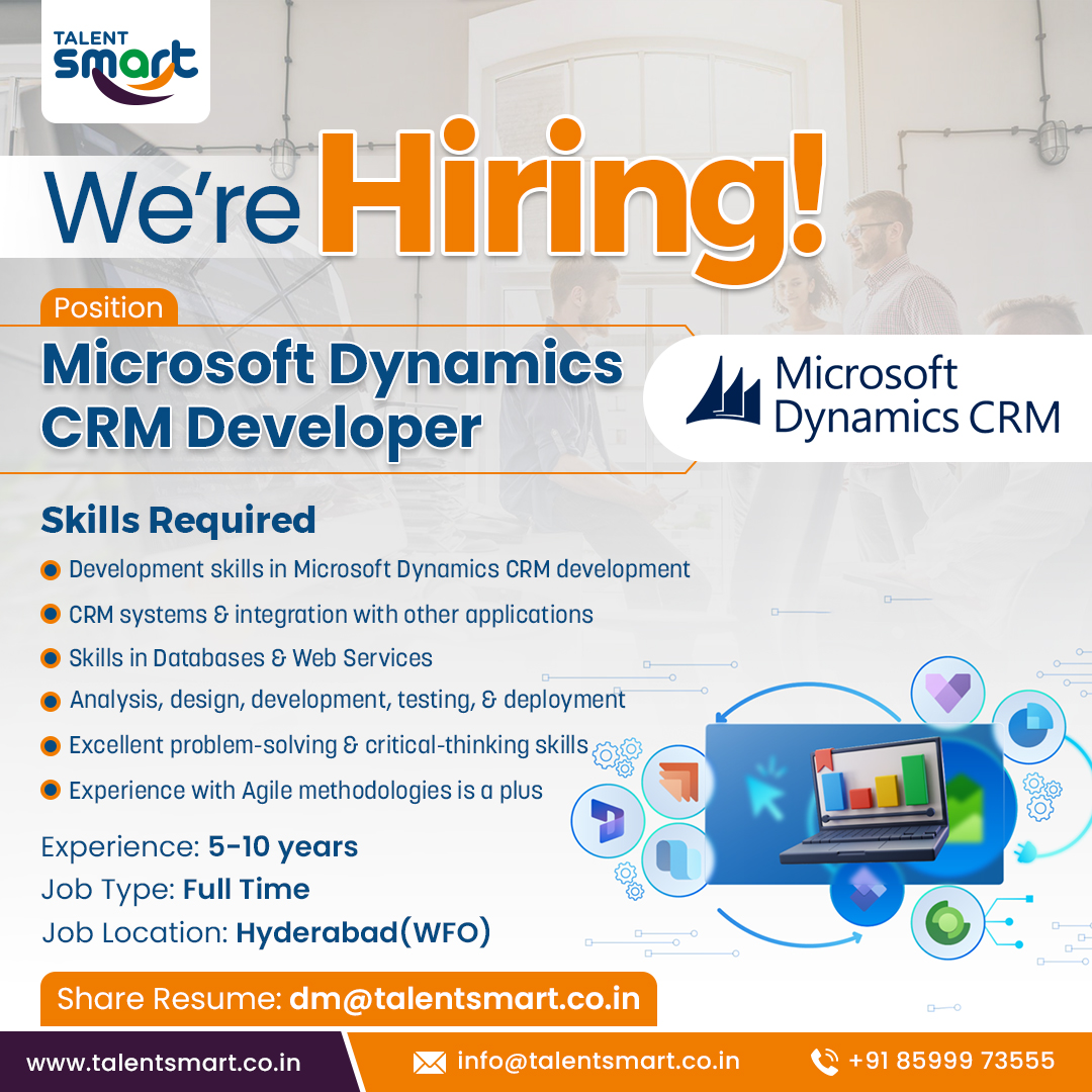 We're Hiring!
Position: Microsoft Dynamics CRM Developer | @talentsmartco
Share Resume: dm@talentsmart.co.in
.
.
.
#msdynamics365 #microsoftdynamics365 #crmdeveloper #msdynamics #dynamics365crm #dynamicscrm #INDvENG #ManjummelBoys