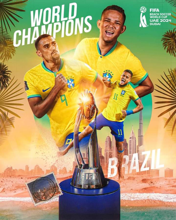 WORLD CHAMPIONS! 🇧🇷 
Brazil wins the Beach cup 2024 #BeachSoccerWC
#PSGSRFC #FRAvITA #Liverpool