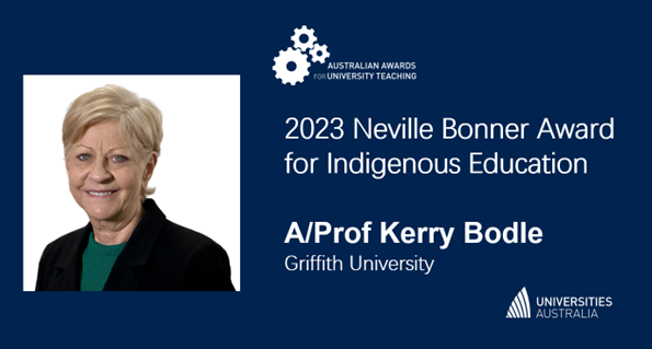 Universities Australia (@uniaus) on Twitter photo Congratulations A/Prof Kerry Bodle from <a href="/Griffith_Uni/">Griffith University</a> for winning the 2023 Neville Bonner Award for Indigenous Education. #AAUT #UASolutionsSummit <a href="/AAUTnetwork/">Australian Awarded University Teachers' Network</a> Congratulations A/Prof Kerry Bodle from <a href="/Griffith_Uni/">Griffith University</a> for winning the 2023 Neville Bonner Award for Indigenous Education. #AAUT #UASolutionsSummit <a href="/AAUTnetwork/">Australian Awarded University Teachers' Network</a>