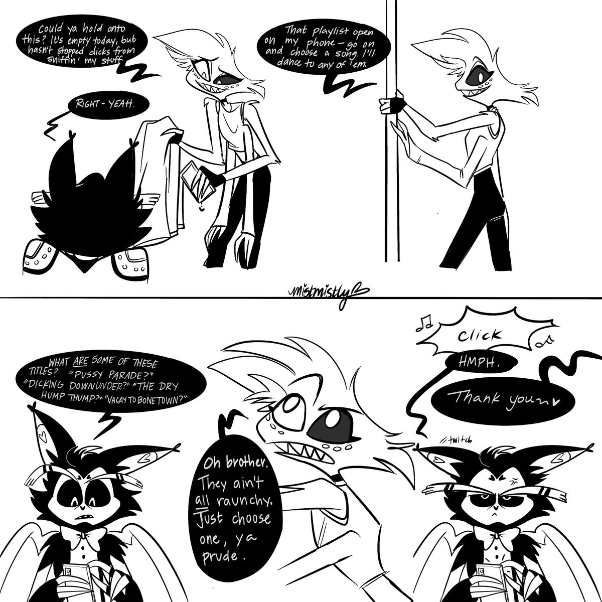 mistmistly's tweet photo. 🥃🍬 call me love drunk, 'cause i'm far from tipsy 🍬🥃
#hazbinhotel #huskerdust https://t.co/iragKH442X