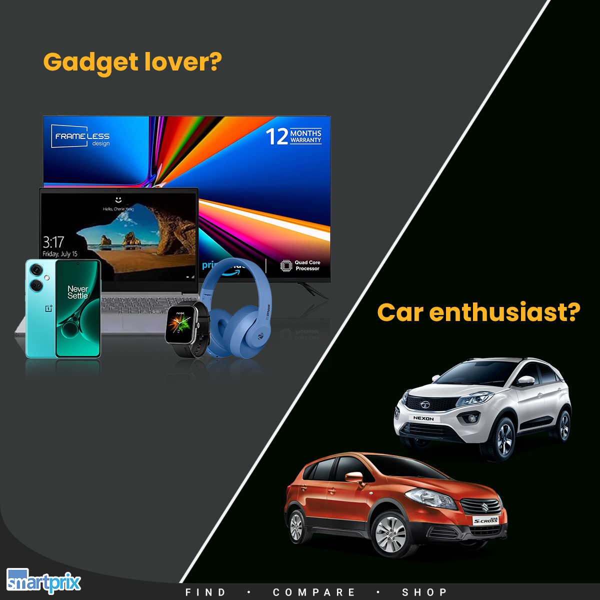 Smartprix's tweet photo. Whether it's gadgets or cars, Smartprix has it all covered. Explore our new car category and drive into the future in style https://t.co/ZcbiXA5sNg
#Smartprix #Cars #Gadgets #newfeature https://t.co/z4HBQN1uOq