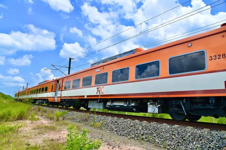 Tanzania's electric SGR train on test. To start operations in the month of July this year.