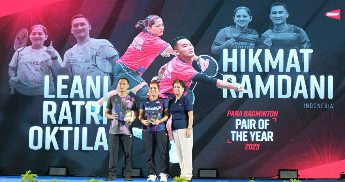 Penghargaan penting bagi dunia olahraga Indonesia. 

*Rina Marlina terpilih sebagai Female Para Badminton of the Year. 

*Leani Ratri Oktila/Hikmat Ramdani terpilih sebagai Para Badminton Pair of the Year. 

Sangat layak! 
Selamat! 

📸: NPC Indonesia