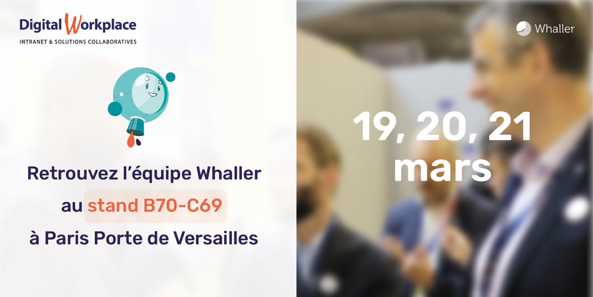 Whaller (@whaller_fr) on Twitter photo 🚀 Plongez dans le futur du travail avec Whaller au Salon <a href="/DigitWorkplace/">Digital Workplace</a> !
📆 19, 20 et 21 mars
⏰ 09h30 à 18h00
📍 Porte de Versailles - Stand B70-C69
Rejoignez-nous pour découvrir nos solutions collaboratives qui transformeront vos espaces numériques de travail 🤗
🔗 Pour 🚀 Plongez dans le futur du travail avec Whaller au Salon <a href="/DigitWorkplace/">Digital Workplace</a> !
📆 19, 20 et 21 mars
⏰ 09h30 à 18h00
📍 Porte de Versailles - Stand B70-C69
Rejoignez-nous pour découvrir nos solutions collaboratives qui transformeront vos espaces numériques de travail 🤗
🔗 Pour