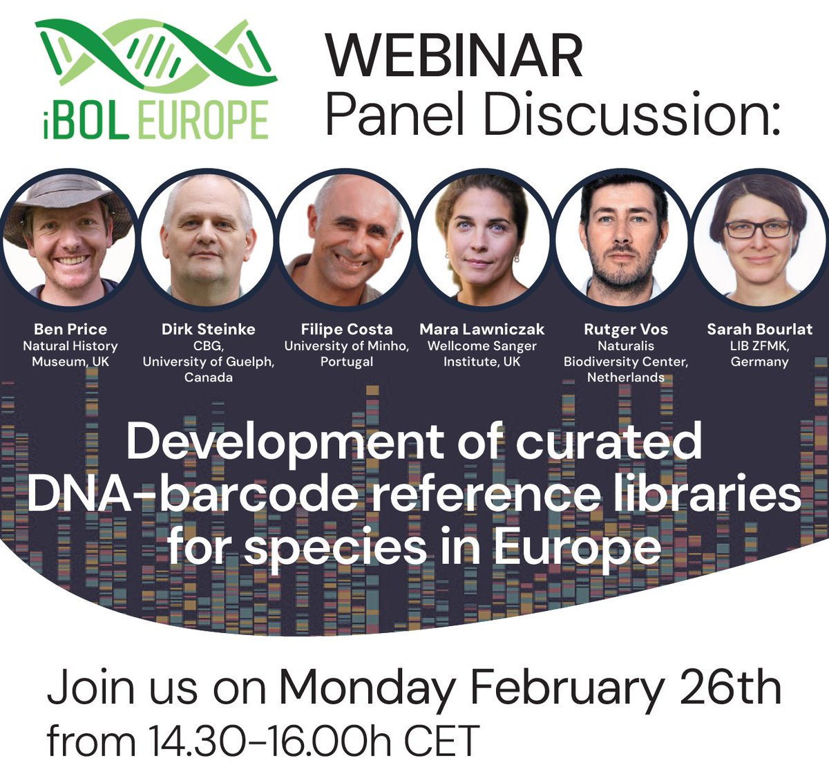 Today is the day! Our webinar with expert panel discussion about Development of curated #DNAbarcode reference libraries starts at 14.30h CET.

See here more info: iboleurope.org/webinar-on-dev…