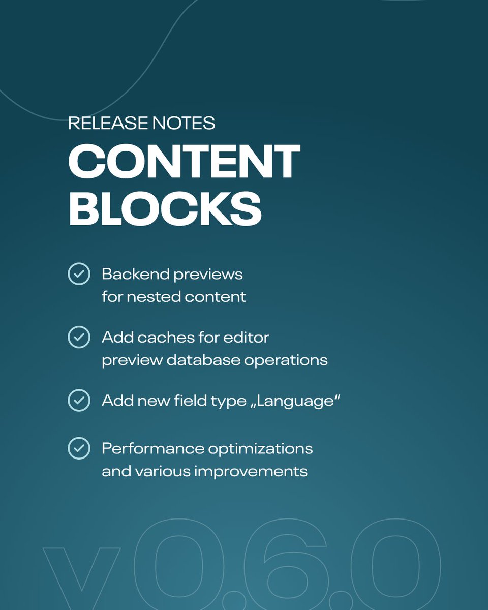 Content Blocks Extension Release v.0.6.0!🚀

Ab heute gibt es die neueste Version der Content Blocks Extension – mit einigen neuen Features!

Alle Release-Notes gibt's unter:

github.com/nhovratov/cont…

#passionweb #typo3 #contentblocks #webentwicklung #release