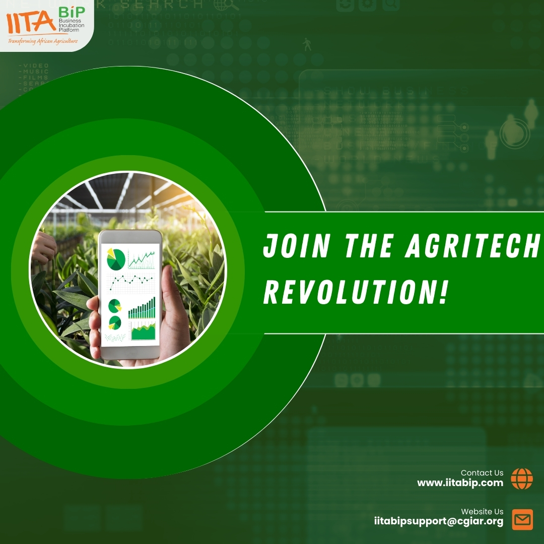 𝐉𝐨𝐢𝐧 𝐭𝐡𝐞 𝐚𝐠𝐫𝐢𝐭𝐞𝐜𝐡 𝐫𝐞𝐯𝐨𝐥𝐮𝐭𝐢𝐨𝐧!

Be part of the movement creating a more sustainable & equitable food system. Support IITA BIP & its innovative solutions.
#agritechrevolution #bethechange #foodsystemtransformation #sustainablefoodsystems