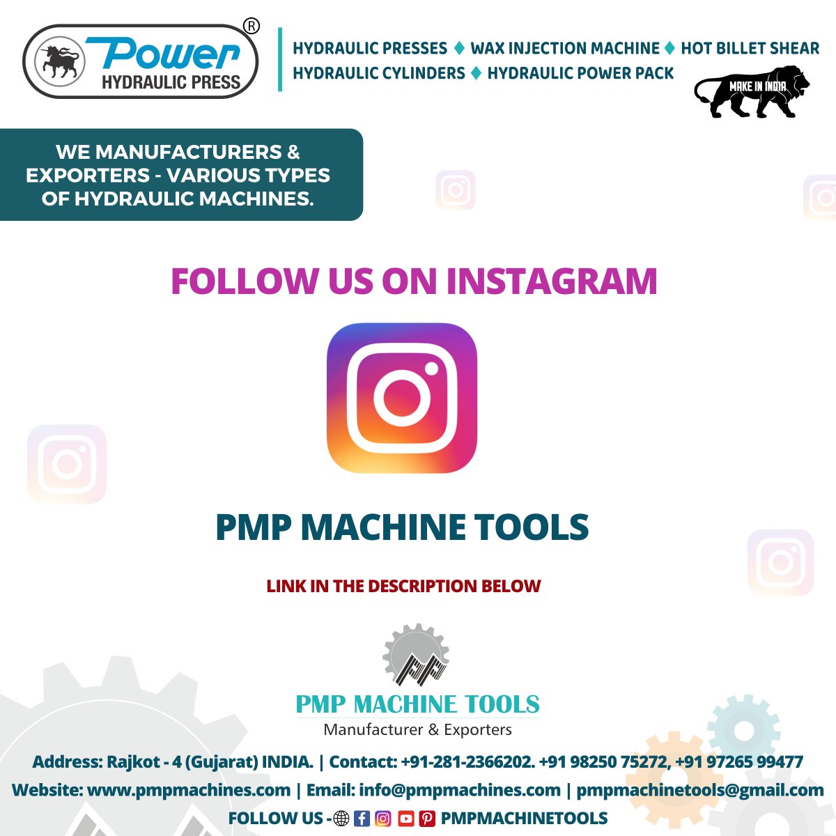 PmpMachineTools's tweet photo. Follow Os On Instagram
Click Here : https://t.co/OyXohkhrZ3
Visit Us On: https://t.co/Ptf7cez60f
PMP MACHINE TOOLS - RAJKOT
We Manufacturers &amp; Exporters - Various Types Of Hydraulic Machines.
#instagram #powerpress #Vertical #PmpMachineTools #digital #hydraulicpress #cylinder https://t.co/1rzGqWKRO1