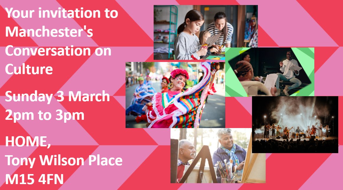 @RahmanCllr is holding an event @HOME_mcr on Sunday 3 March, inviting local residents join a conversation on culture as we create a new 10 year plan for Manchester. #itallstartswithaspark Register to attend here: form.jotform.com/240454846443358