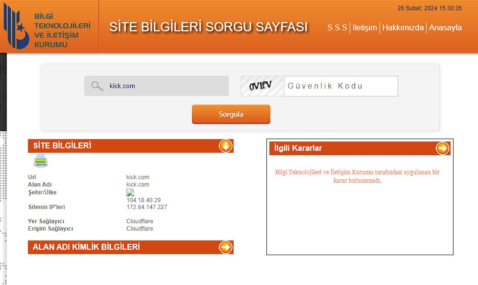 🟩Kick.com'un BTK sitesinde bulunan yasaklama kararı kaldırıldı! An itibari ile Kick'in herhangi bir yasaklaması bulunmuyor.