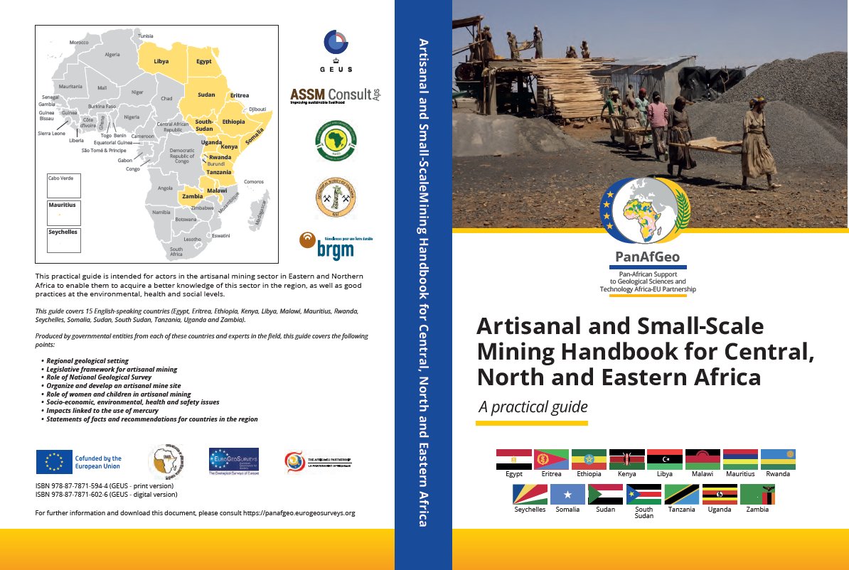 PanAfGeo's tweet photo. 🌍‍ #PanAfGeo's latest handbook for Artisanal and Small-Scale Mining in Central, North, &amp; Eastern Africa is now available! Covering 15 countries, it's packed with essential knowledge for a sustainable mining future. Let's work together for progress! 🔗 https://t.co/hMrxrXRpID https://t.co/CbssKy5sqZ
