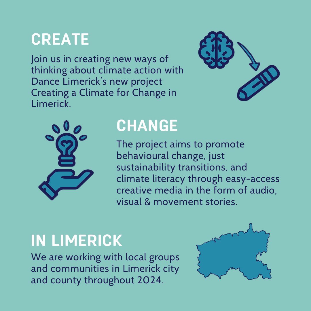 Creating a Climate for Change in Limerick is a new project that aims to promote behavioural change, just sustainability transitions, and climate literacy through easy-access creative media in the form of audio, visual & movement stories. Find out more dancelimerick.ie/event/creating…