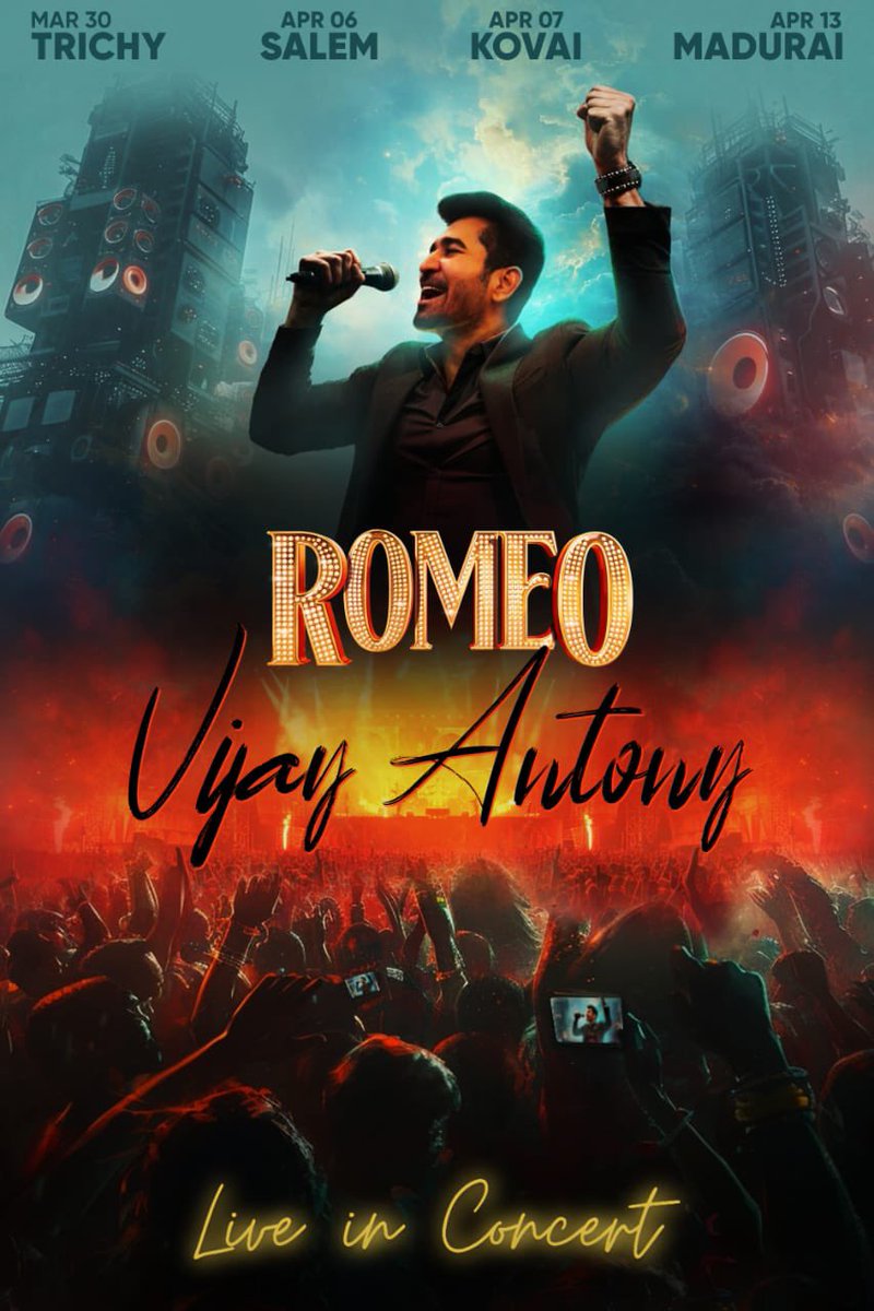 #Romeo is coming to your city to spread his love & vibe🌹✨

Join @vijayantony's concert tour in Tamil Nadu🎶🔥

▪️ #Trichy- March30
▪️ #Salem- April6
▪️ #Kovai- April7
▪️ #Madurai- April13

#VijayAntonyLiveinConcert #OGVibe

#Vijayantony @vijayantonyfilm @prorekha @gobeatroute