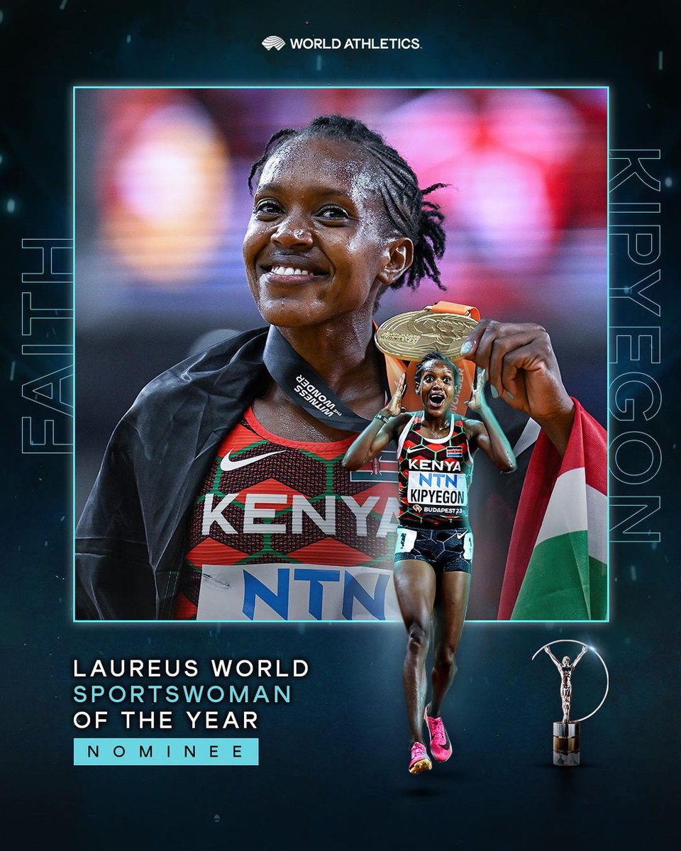 World record holder Faith Kipyegon, has been nominated for the Laureus world sportswoman of the Year. We wish our track queen All the best. #RadullKE