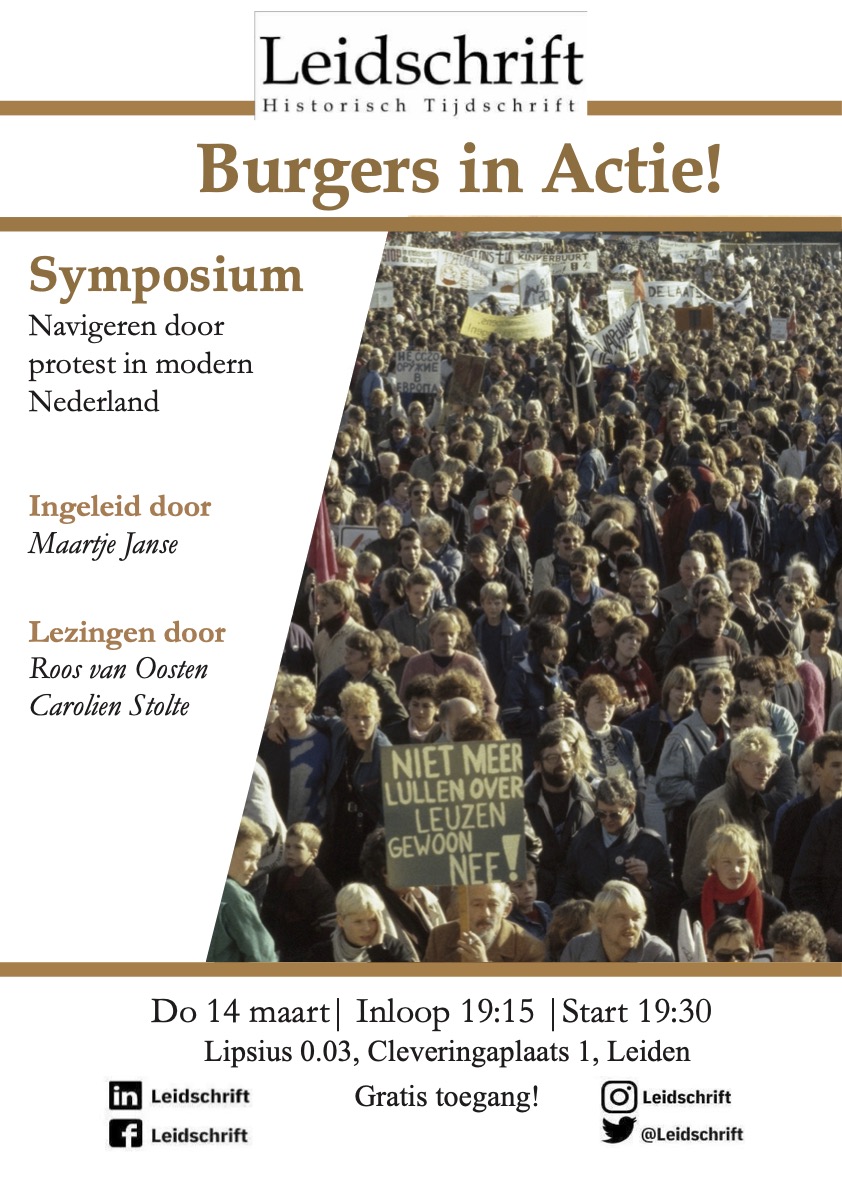 Met trots presenteren wij het Leidschrift symposium van 2024: 'Burgers in actie: Navigeren door protest in modern Nederland'.

Het symposium zal plaatsvinden op donderdag 14 maart van 19:15 tot 21:30 in het Lipsiusgebouw van de Universiteit Leiden, zaal 0.03. De toegang is gratis