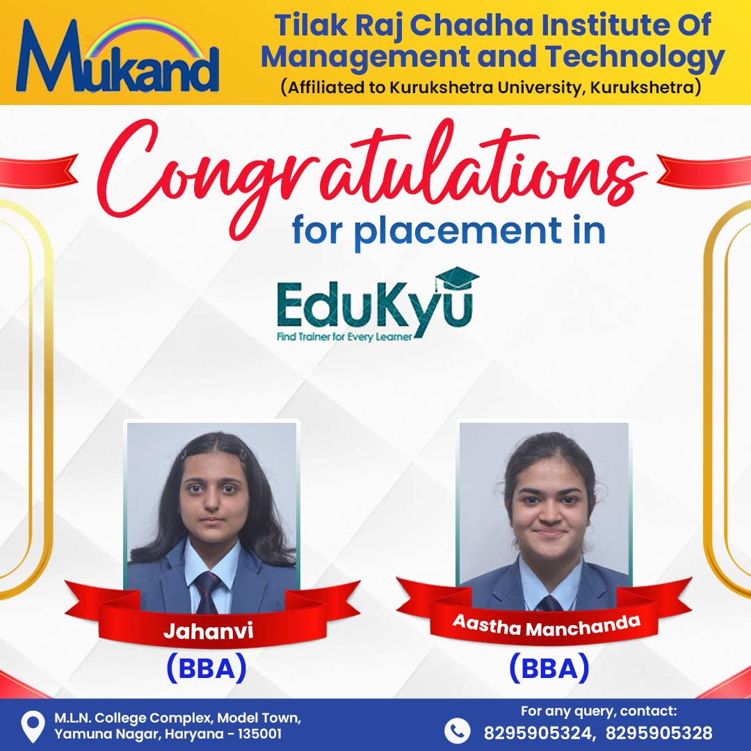 Congratulations to our bright students of BBA for successfully getting placements in EduKyu Pvt.Ltd.
.
.
.
.
.
.
#TIMT #MukandTIMT #SuccessStory #Placement #SuccessfulPlacement #Student #Success #Future #Congratulations #Proudmoment #BrightFutureAhead