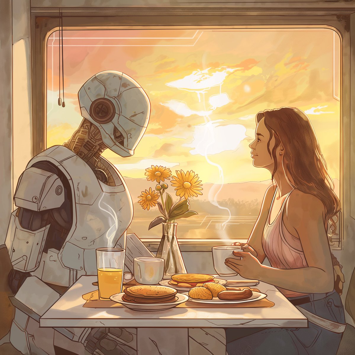 anticslab's tweet image. Good Morning, Humans! 🌞 

Anyone out there being served breakfast by an AI-driven robot assistant this morning? 

Asking for a friend. 😉 

#AnticsTV #ArtificialAntics #RobotAssistant #FutureMornings