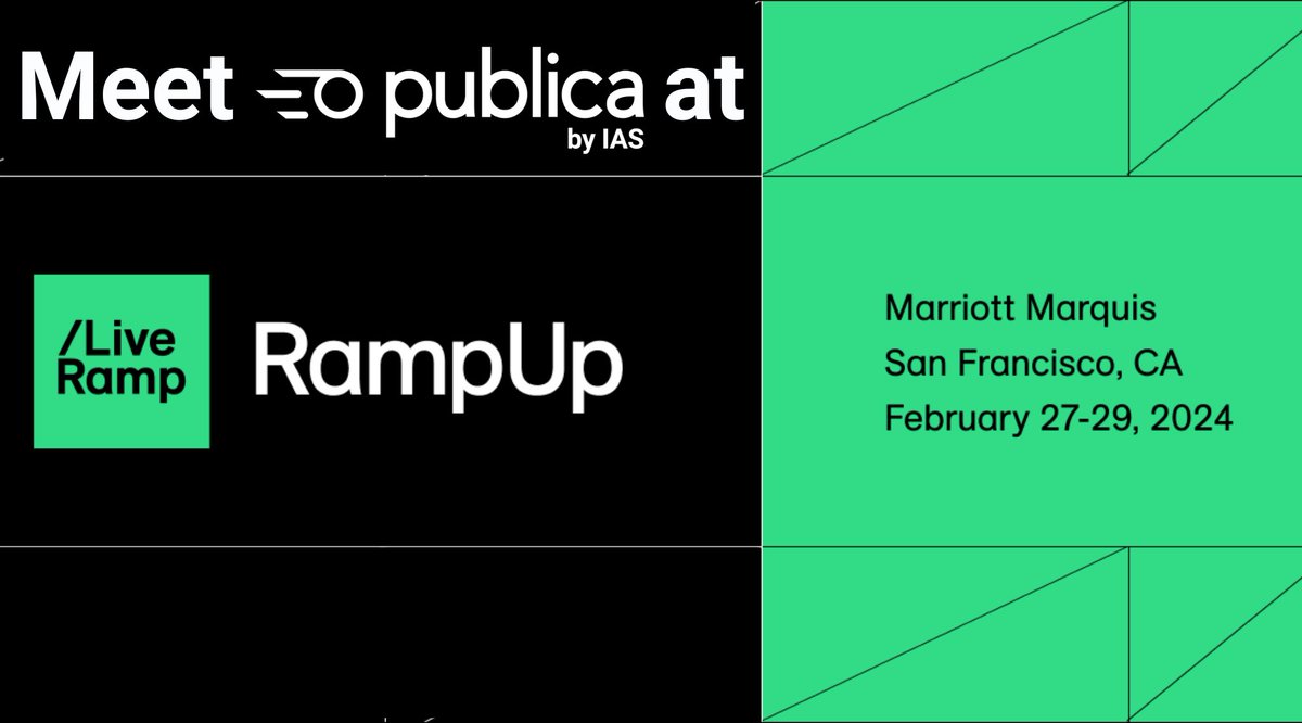 getpublica's tweet photo. Meet with the Publica team to learn more about our intelligent CTV ad break construction technology at this years RampUp from @LiveRamp.
DM to meet with our leadership team there.
#CTV #AdServing #SSAI #AVOD #FAST #RampUp24 https://t.co/merrjnZhDD