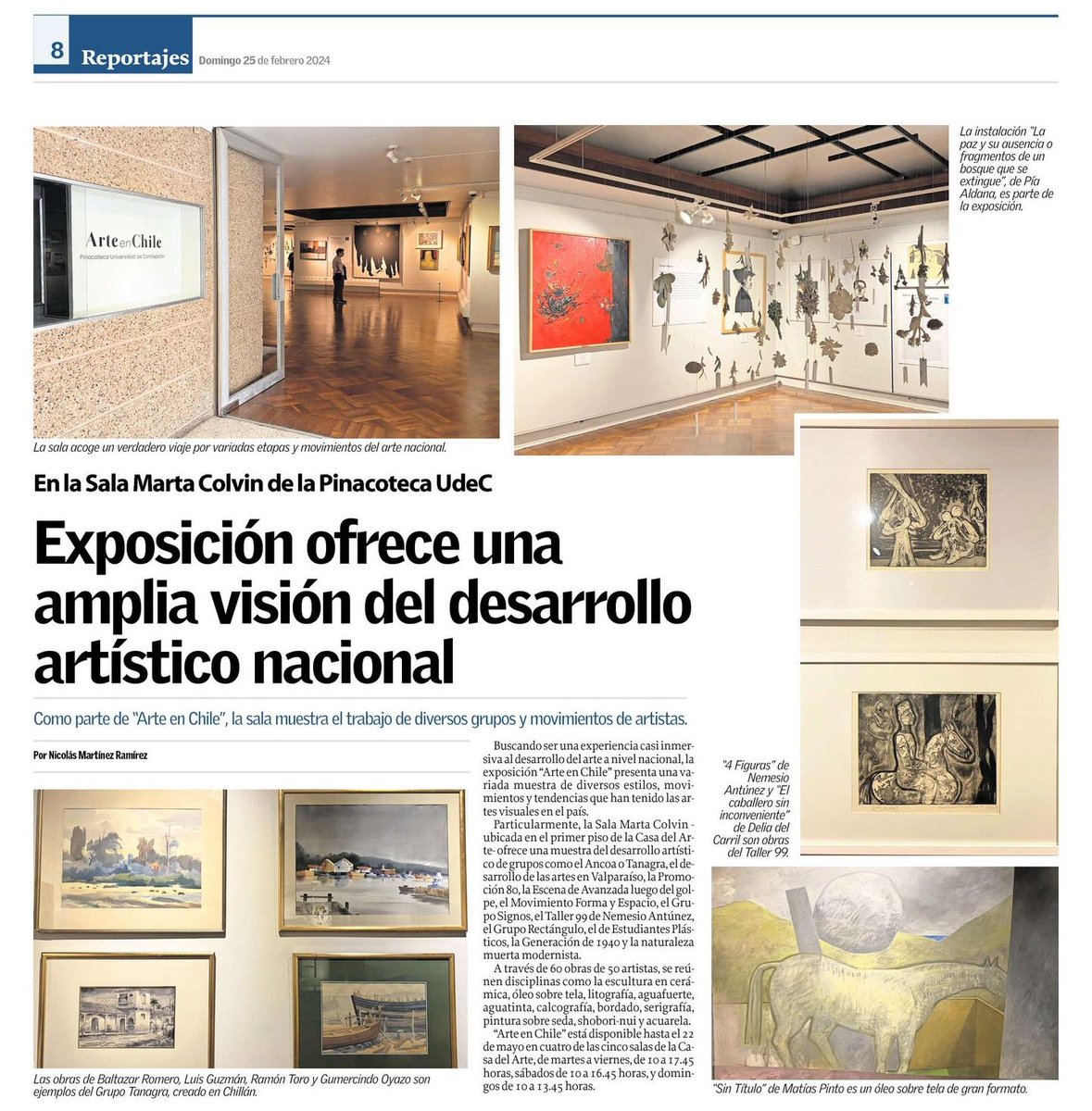 📌Este domingo en Diario @elsurcl se destaca la curatoría de la Sala Marta Colvin, que forma parte de la exposición 'Arte en Chile', disponible en nuestra Casa del Arte UdeC.