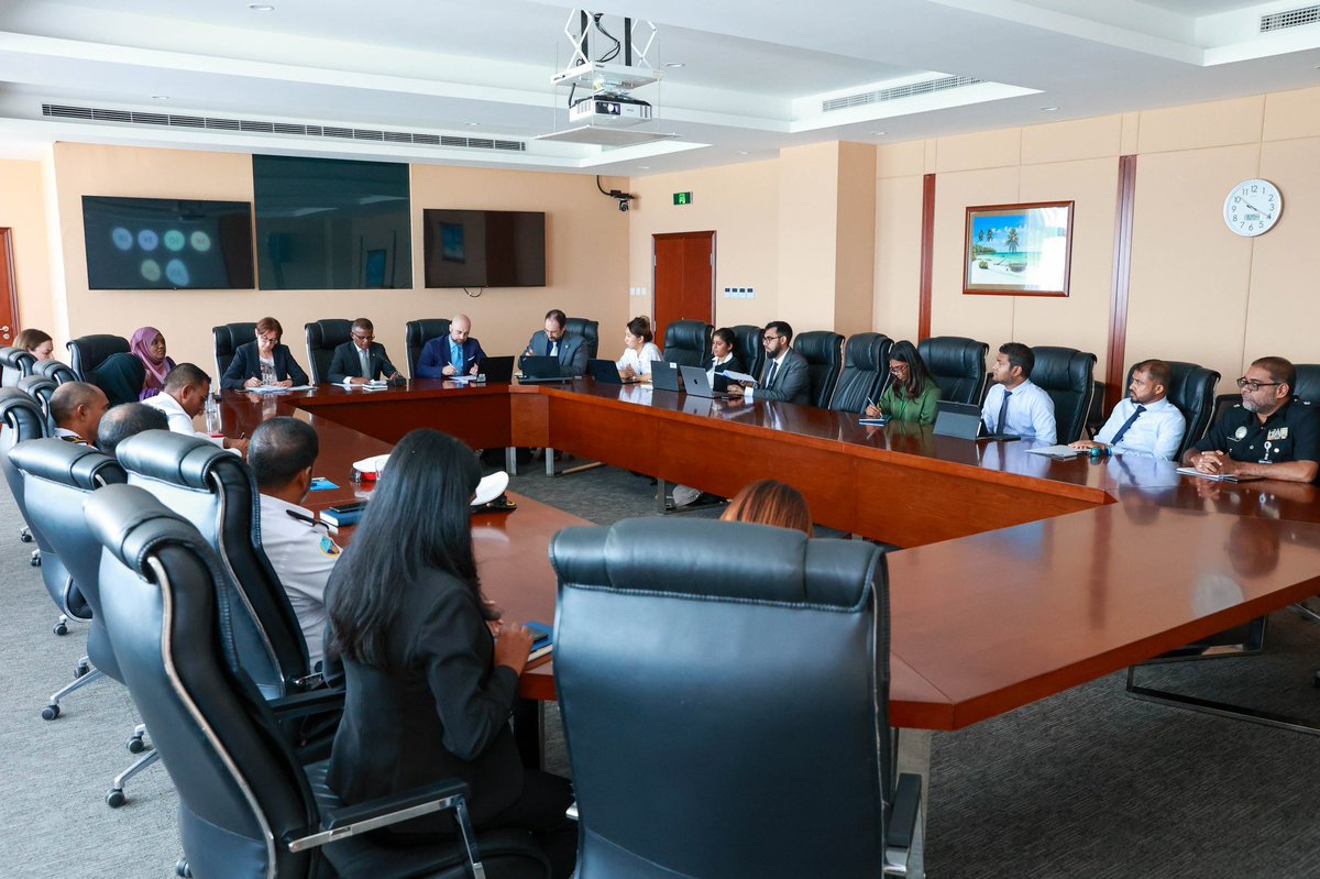 Secretary Dr. Hussain Niyaaz delivered remarks at the 3rd steering committee meeting of the EU-funded project 'support to addressing the risk of terrorism and to increasing security in the Maldives' implemented by @UNODC & reiterated 🇲🇻 commitment to eliminate terrorism.