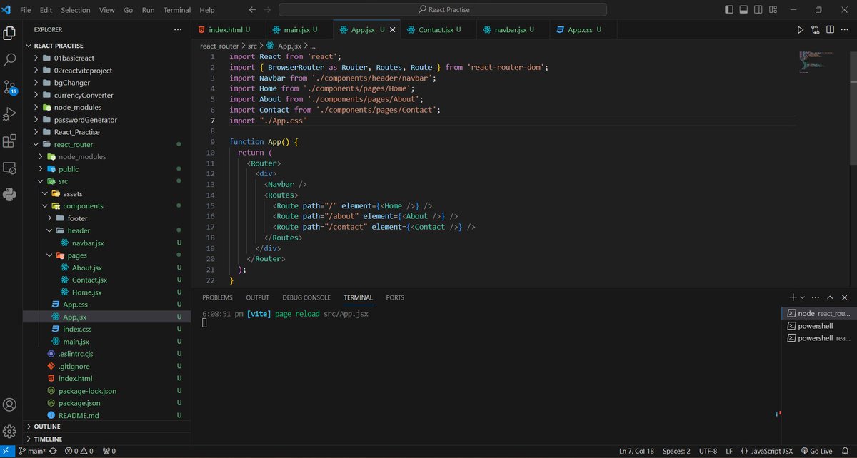 Rohit_Rk123's tweet image. 🚀Just leveled up my React skills by mastering React Router! 🎉 Now I can efficiently manage navigation within my React applications. 🌐 #ReactRouter #ReactJS #WebDevelopment #LearningJourney
